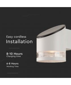V-TAC Lampada LED da Giardino Cilindrica con Pannello solare e Sensore 1W Corpo Bianco 121*90*112.5mm 3000K IP44