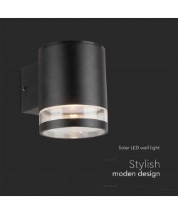 V-TAC Lampada LED da Giardino Cilindrica con Pannello solare e Sensore di Movimento a Microonde 1W Corpo Nero 121*90*112.5mm 3000K IP44