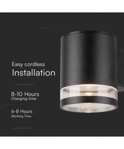 V-TAC Lampada LED da Giardino Cilindrica con Pannello solare e Sensore di Movimento a Microonde 1W Corpo Nero 121*90*112.5mm 3000K IP44