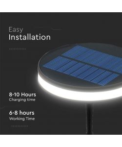 V-TAC Piantana Solare LED da Giardino 2W  con Picchetto Colore Nero e Nero 3000K IP44