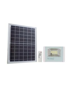 V-TAC Faro LED con Telecomando, Pannello Solare 12W, LiFePO4, Timer, Cavo 5m 6400K Bianco IP65