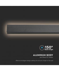 V-TAC Lampada LED da Muro Rettangolare 16W 1010*60*50mm Colore Nero 4000K IP65