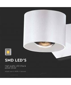 V-TAC Applique LED da Muro 5W Doppio Fascio Luminoso Corpo Bianco 3000K IP65