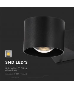 V-TAC Applique LED da Muro 5W Doppio Fascio Luminoso Corpo Nero 4000K IP65