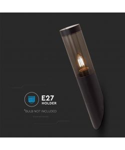 V-TAC Lampada LED da Giardino Portalampada E27 Acciaio Vetro Fum Colore Nero Fissaggio Diagonale IP44