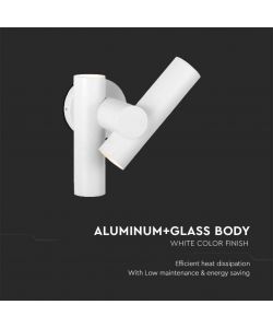 V-TAC 2*Faretti LED Da Muro 6W con Doppio Fascio Luminoso Regolabile a 360 Colore Bianco 3000K IP44
