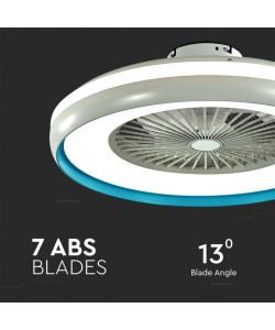 V-TAC Ventilatore LED da Soffitto 45W con Telecomando CCT 3in1 Colore Grigio Blu