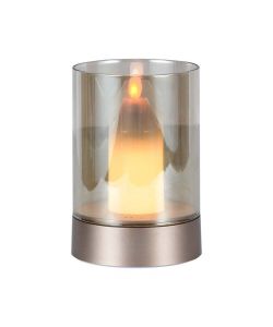 V-TAC Candela LED da Tavolo 2W con Batteria 2400mAh Ricaricabile USB C Vetro ambrato Colore Champagne Oro 3000K