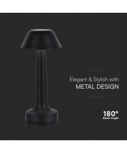 V-TAC Lampada LED da Tavolo 1W Colore Nero ricaricabile con USB C Touch Dimmerabile 3in1