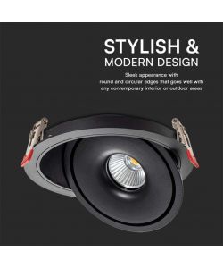 V-TAC Faretto LED COB da Incasso Rotondo 30W 200*58mm Colore Nero 3in1