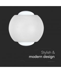 V-TAC Lampada LED da Muro Sferica 2W Doppio Fascio Luminoso Colore Bianco 3000K IP54