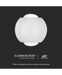 V-TAC Lampada LED da Muro Sferica 2W Doppio Fascio Luminoso Colore Bianco 3000K IP54