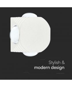 V-TAC Applique LED da Muro 4W con 4 Fasci Luminosi Corpo Bianco 4000K IP54