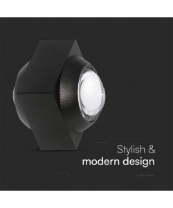 V-TAC Applique LED da Muro 2W Doppio Fascio Luminoso Corpo Nero 3000K IP54