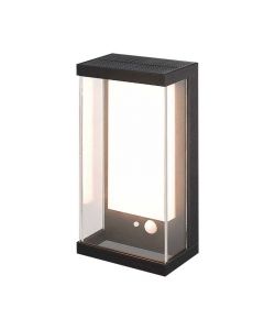 V-TAC Lampada LED da Muro Rettangolare con Pannello Solare e Sensore PIR 1W Colore Nero 3000K IP54