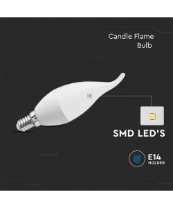 V-TAC Lampadina LED E14 3.7W Candela a Fiamma 2700K