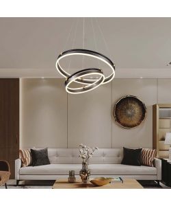 V-TAC Lampadario LED a Sospensione con 2 Cerchi 50W in Metallo Colore Caff� d: 62.5cm h: 110cm 3000K