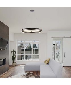 V-TAC Lampadario LED a Sospensione Circolare 30W in Metallo Colore Caff� d: 62.5cm h: 110cm 3000K