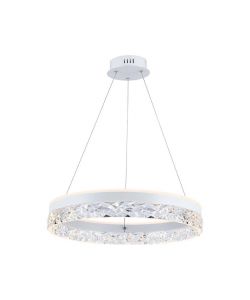 V-TAC Lampadario LED a Sospensione Circolare 25W in Metallo Colore Bianco d: 50cm h: 122cm 3000K