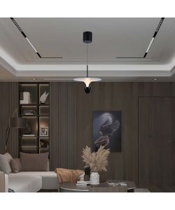 V-TAC Lampadario LED 9W dal Design Moderno 30*300*173Cm Colore Bianco e Nero Altezza regolabile 3000K