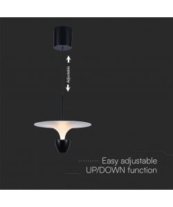 V-TAC Lampadario LED 9W dal Design Moderno 30*300*173Cm Colore Bianco e Nero Altezza regolabile 3000K