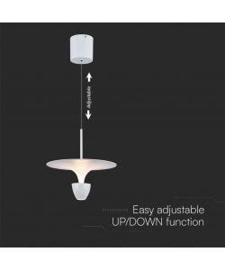 V-TAC Lampadario LED 9W dal Design Moderno 30*300*173Cm Colore Bianco Altezza regolabile 3000K