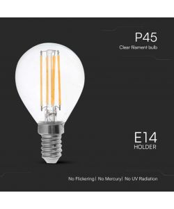 V-TAC Lampadina LED E14 6W 100LM/W P45 Filamento 6400K