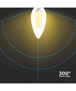 V-TAC Lampadina LED E14 6W 130LM/W Candela Filamento 3000K