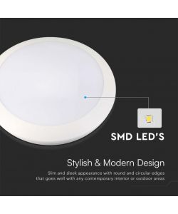 V-TAC Plafoniera LED Rotonda 20W con Sensore Microonde d: 300mm h: 87mm CCT Regolabile IP66