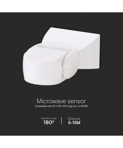 V-TAC Sensore di Movimento a microonde 180 300W Montaggio a Parete Colore Bianco IP65