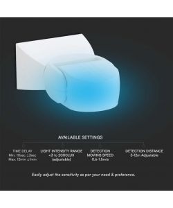 V-TAC Sensore di Movimento a microonde 180 300W Montaggio a Parete Colore Bianco IP65