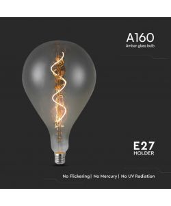 V-TAC Lampadina LED E27 4W B160S Filamento a Spirale Vetro Fum 2700K