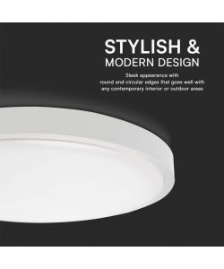 V-TAC Plafoniera LED Rotonda 24W Cornice Bianca 3000K IP44