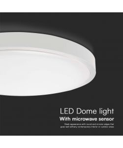 V-TAC Plafoniera LED Rotonda 18W con Telecomando e Sensore di Movimento a Microonde Colore Bianco 3000K IP44