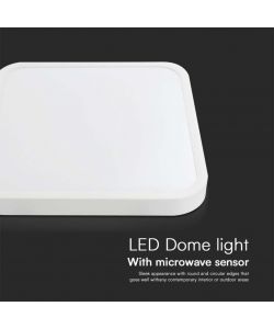 V-TAC Plafoniera LED Quadrata 18W con Telecomando e Sensore di Movimento a Microonde Colore Bianco 4000K IP44