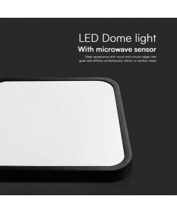 V-TAC Plafoniera LED Quadrata 18W con Telecomando e Sensore di Movimento a Microonde Colore Nero 4000K IP44