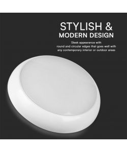 V-TAC Plafoniera LED Chip Samsung Rotonda 20W con Sensore di Movimento a Microonde Colore Bianco 3in1 IP65