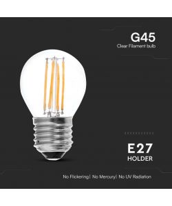 V-TAC Lampadina LED E27 6W 100LM/W G45 Filamento 4000K