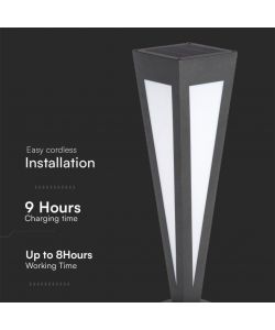 V-TAC Piantana Solare LED da Giardino 2W 635cm con Telecomando Colore  Nero 3000K IP65