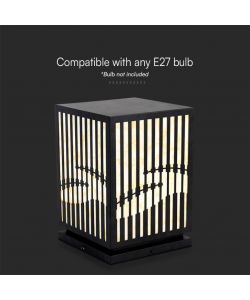V-TAC Lampada LED Decorativa con Pannello Solare e Portalampada E27 Corpo Nero 230*230*365mm IP65