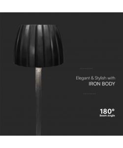 V-TAC Lampada LED da Tavolo 2.7W 105*340mm Colore Nero ricaricabile con USB C Touch Dimmerabile 3in1