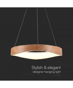 V-TAC Lampadario LED Sospensione 25W Design Moderno Circolare Legno D500xH1400mm 3000K