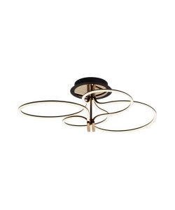 V-TAC Lampadario LED Plafone 36W Design Moderno Metallo Nero Oro H290xD600x840mm 3000K