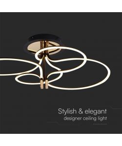 V-TAC Lampadario LED Plafone 36W Design Moderno Metallo Nero Oro H290xD600x840mm 3000K
