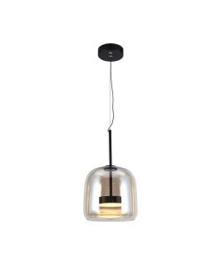 V-TAC Lampada LED Sospensione 6W, Metallo/Vetro, Nera Finiture Ambrate, H1440x230mm, 3000K IP20