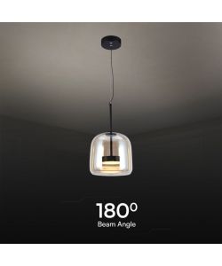 V-TAC Lampada LED Sospensione 6W, Metallo/Vetro, Nera Finiture Ambrate, H1440x230mm, 3000K IP20