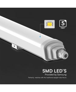 V-TAC Plafoniera LED Chip Samsung Impermeabile 48W 120LM/W Collegabile GT-Series 150cm 6500K IP65