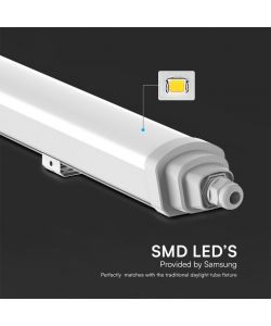 V-TAC Plafoniera LED Chip Samsung Impermeabile 18W 120LM/W Collegabile GT-Series 60cm 6500K IP65