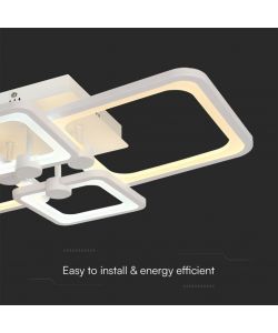 V-TAC Lampadario LED 74W Telecomando CCT 3in1 Montaggio a Plafone Dimmerabile Bianco