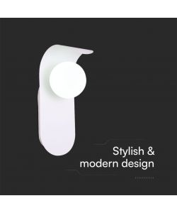 V-TAC Applique da Parete, Attacco G9*1 (max.5W), Metallo e Vetro, Bianco, IP20